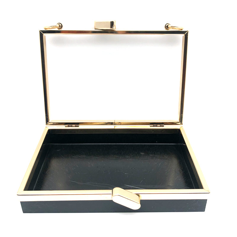 Delicate Custom Good Quality Fashion Double Head Decorated Gold Clutch Wallet Metal Clasp Plastic Box For Bag Hardware