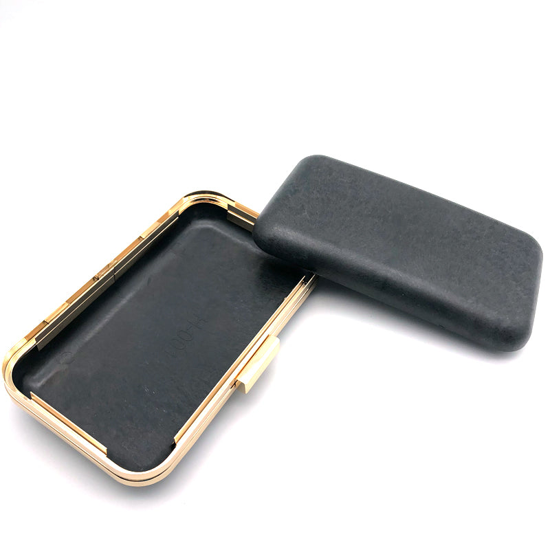 Rectangle Shape Head Lock Light Gold Bag Accessories Metal Frame Plastic Shell For Purse 7.9 X 4.7 Inches