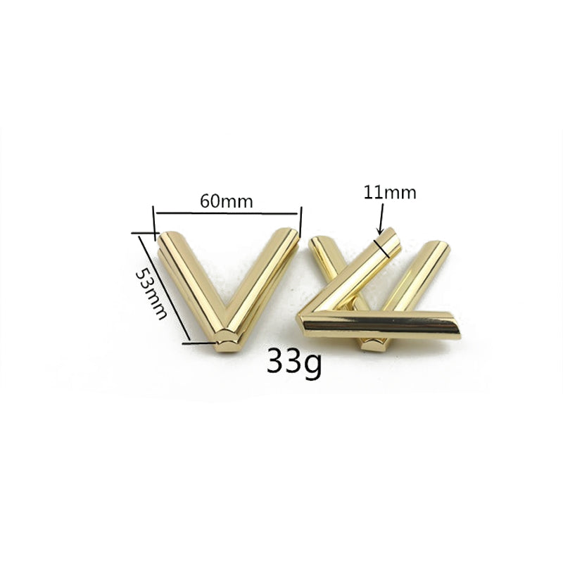 Bag hardware accessories metal deformation V-shaped decoration lock