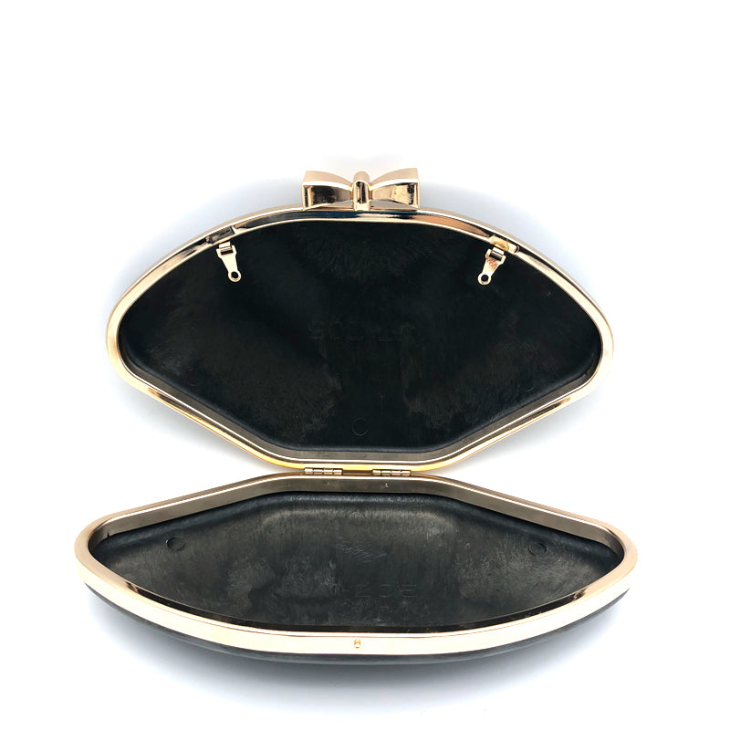 Hanging Plating Light Gold Purse Iron Metal Frame Plastic Box Bow-knot Shape Decoration Lock Head Bag Fittings