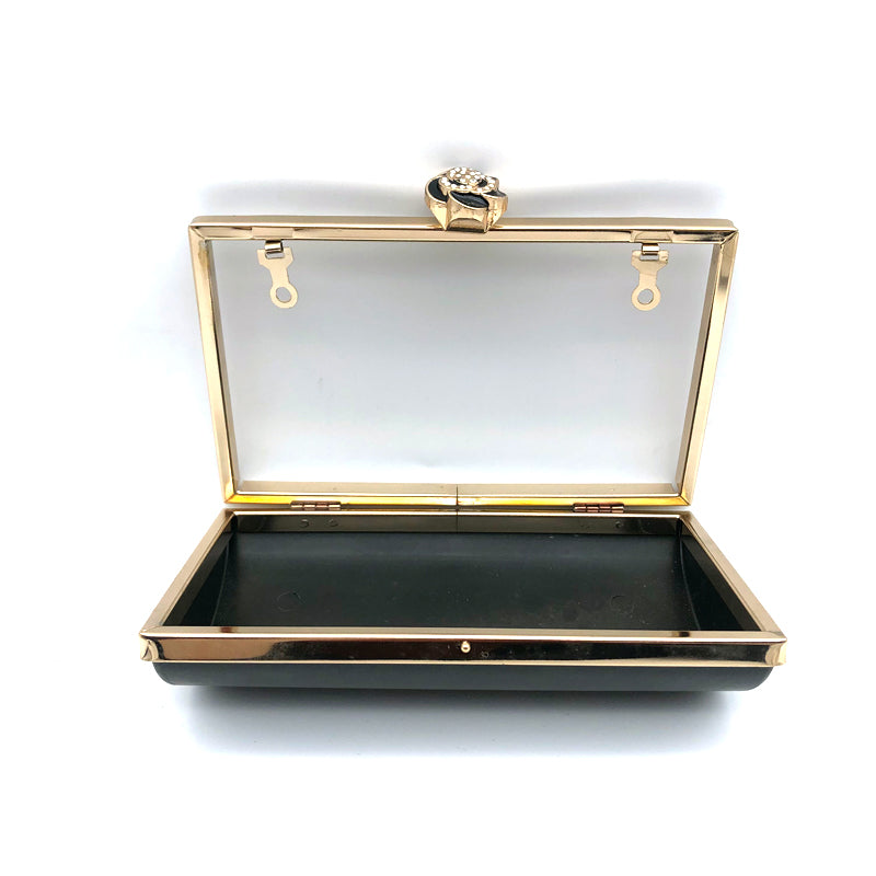 Design Graceful Generous Bag Accessories Purse Metal Clasp Plastic Shell With Flower Head Lock Decorated