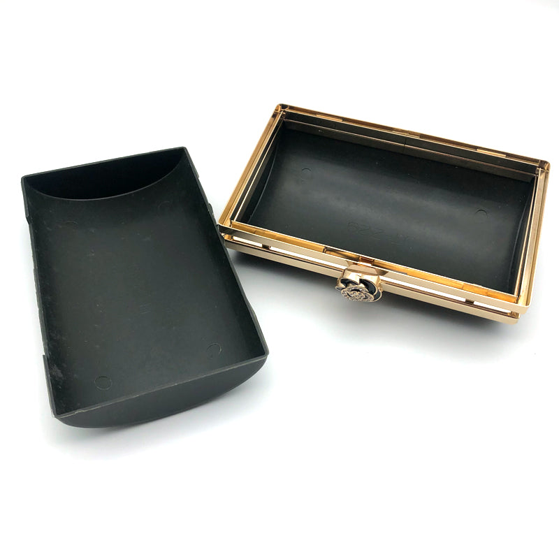 Design Graceful Generous Bag Accessories Purse Metal Clasp Plastic Shell With Flower Head Lock Decorated
