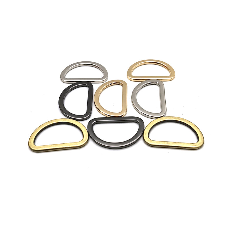 DIY Bag Accessories Zinc Alloy Various Size Flat D Rings For Handbag
