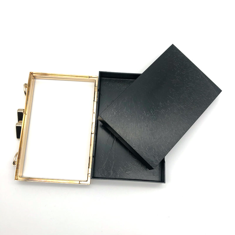 Delicate Custom Good Quality Fashion Double Head Decorated Gold Clutch Wallet Metal Clasp Plastic Box For Bag Hardware