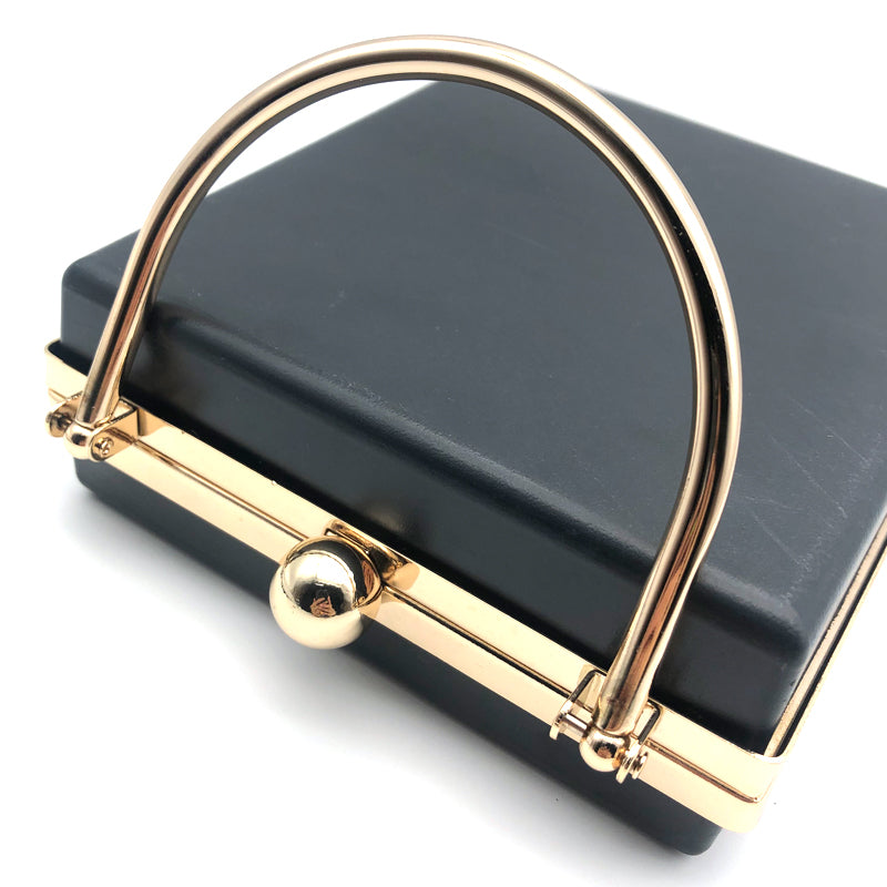 Rectangle Shape Plastic Box Metal Frame Monk Head Lock Light Gold Evening Bag Hardware Accessories 6.2 x 6.88 Inch