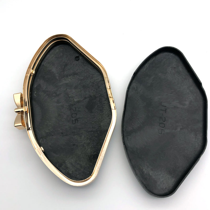 Hanging Plating Light Gold Purse Iron Metal Frame Plastic Box Bow-knot Shape Decoration Lock Head Bag Fittings