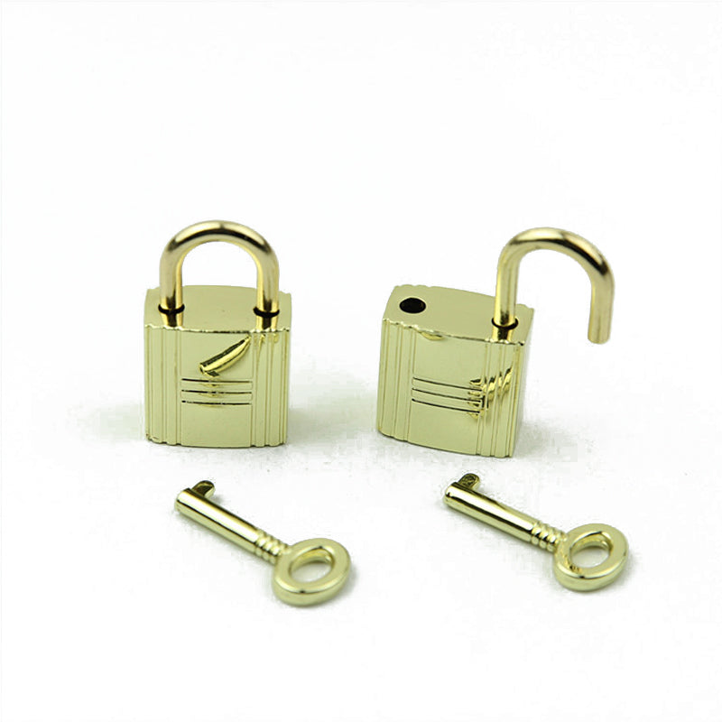 Bag decorative padlock small square lock striped three horizontal lock with key real lock