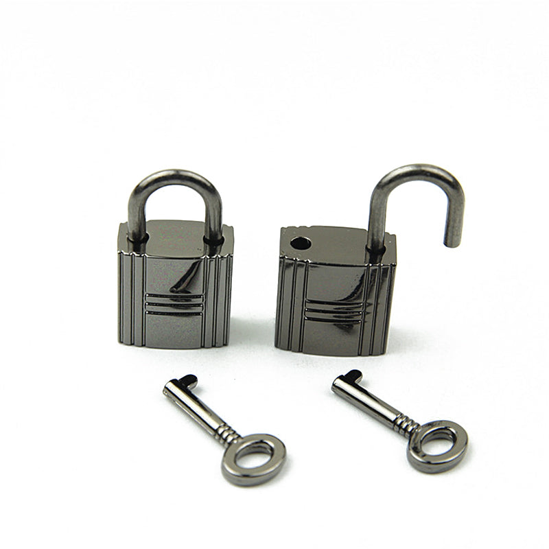 Bag decorative padlock small square lock striped three horizontal lock with key real lock