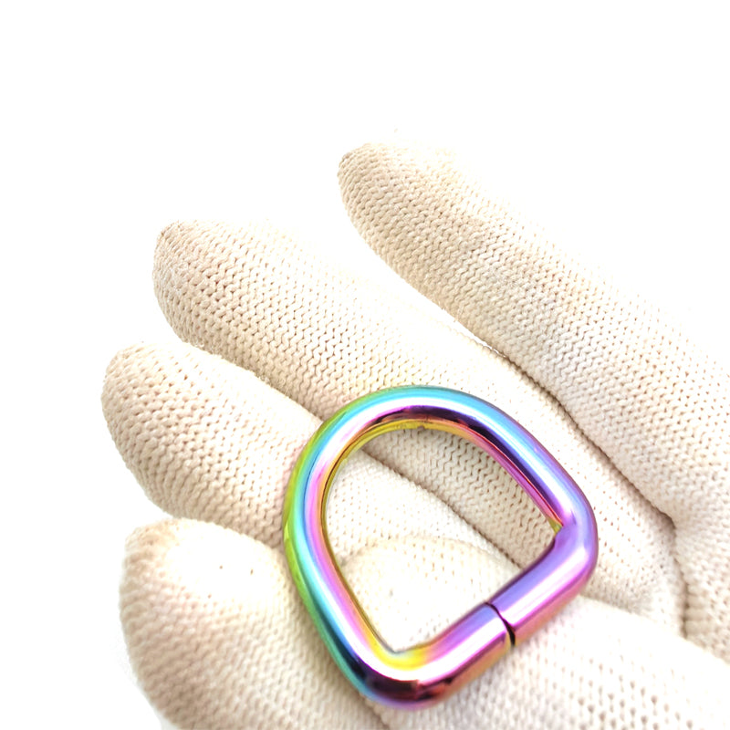 Handbag Accessories Iron Material 20MM Rainbow Color Welded Metal D Rings For Shoulder Belt