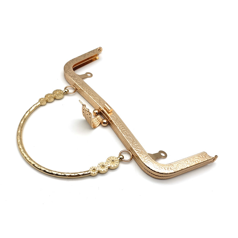 High quality fashion design embossing pattern flip cover clip lock purse bag metal frame with metal handle