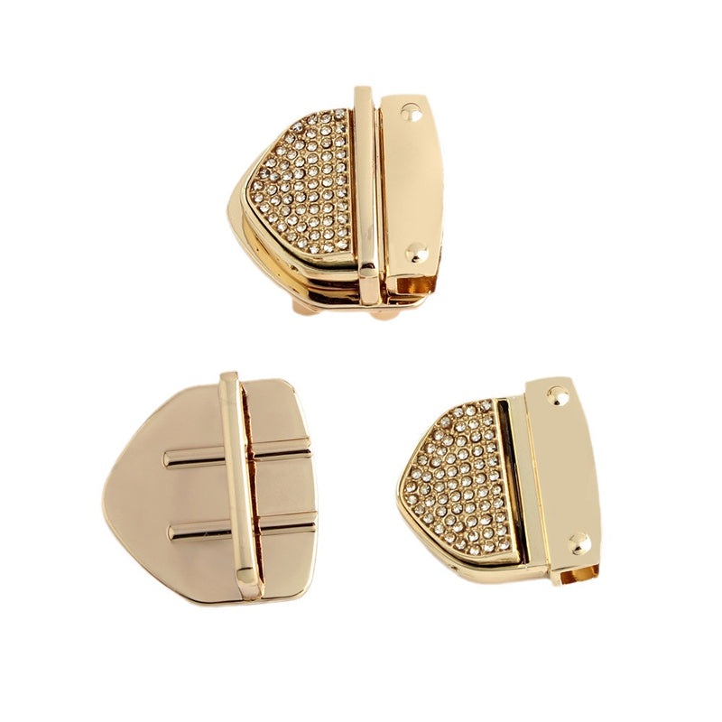Diamond decoration metal bag clasp press lock