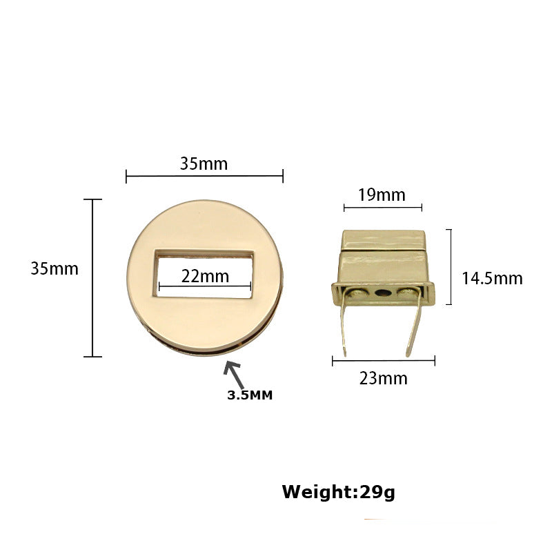 Round shape metal handbag twist lock