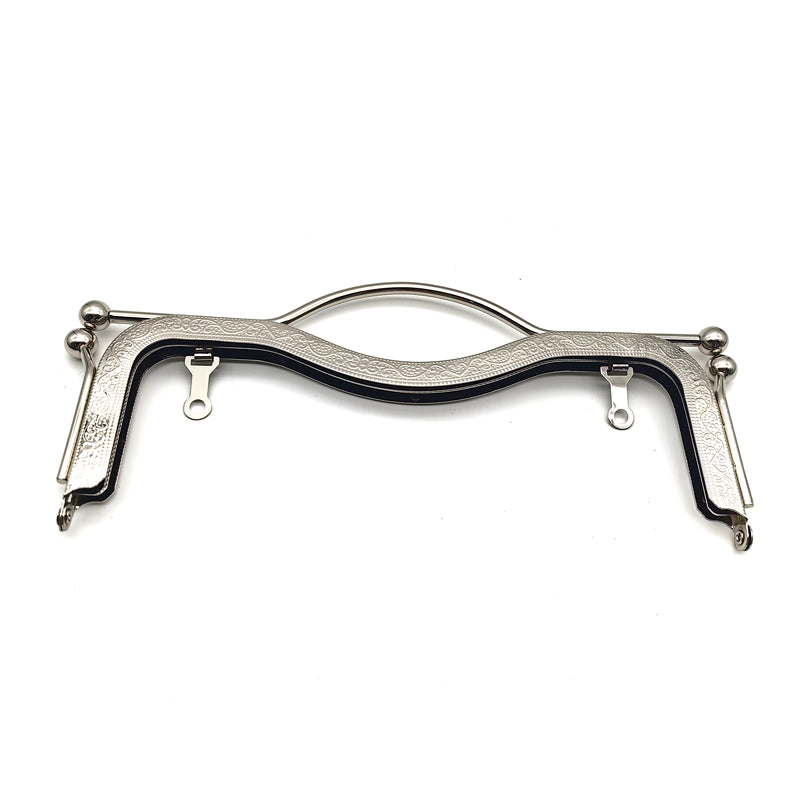 Classical style 20.5cm embossed flower pattern various color bag metal frame with iron material