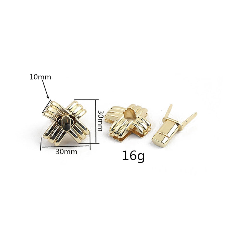 Bag hardware accessories light gold cross X twist lock