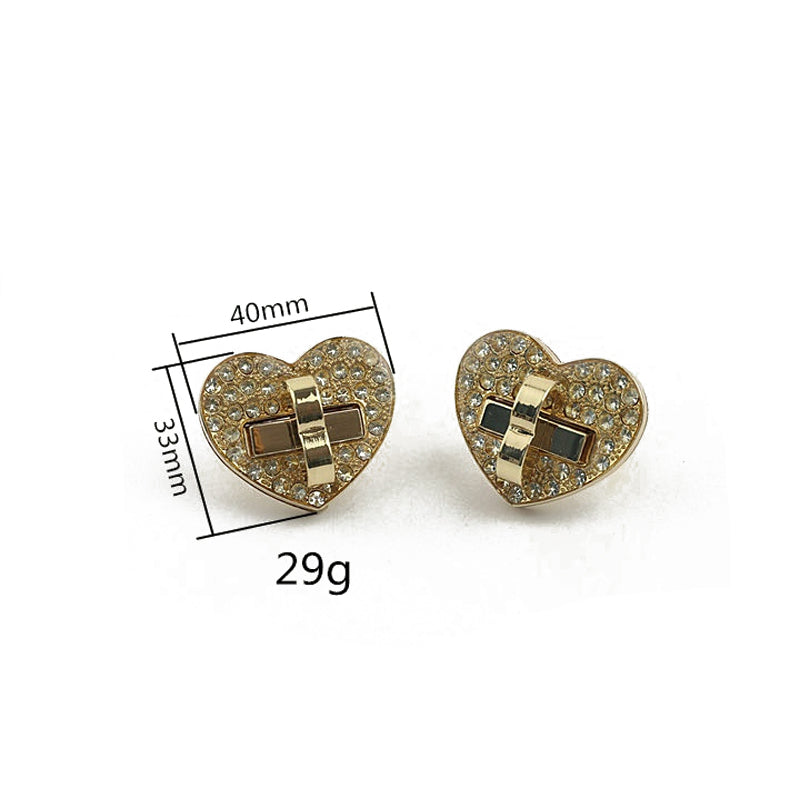 Lovely-heart diamond metal twist locks for handbag