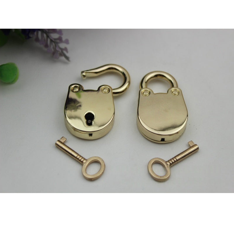 Bag kitten lock accessories hardware decorative padlock luggage oval lock with real key