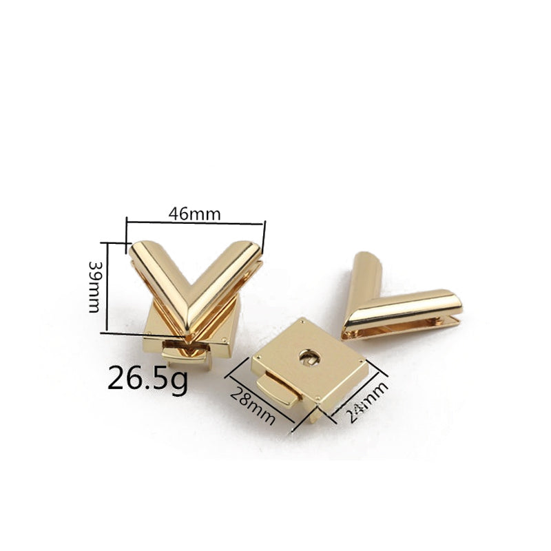 Bag hardware V-shape spring metal press push locks