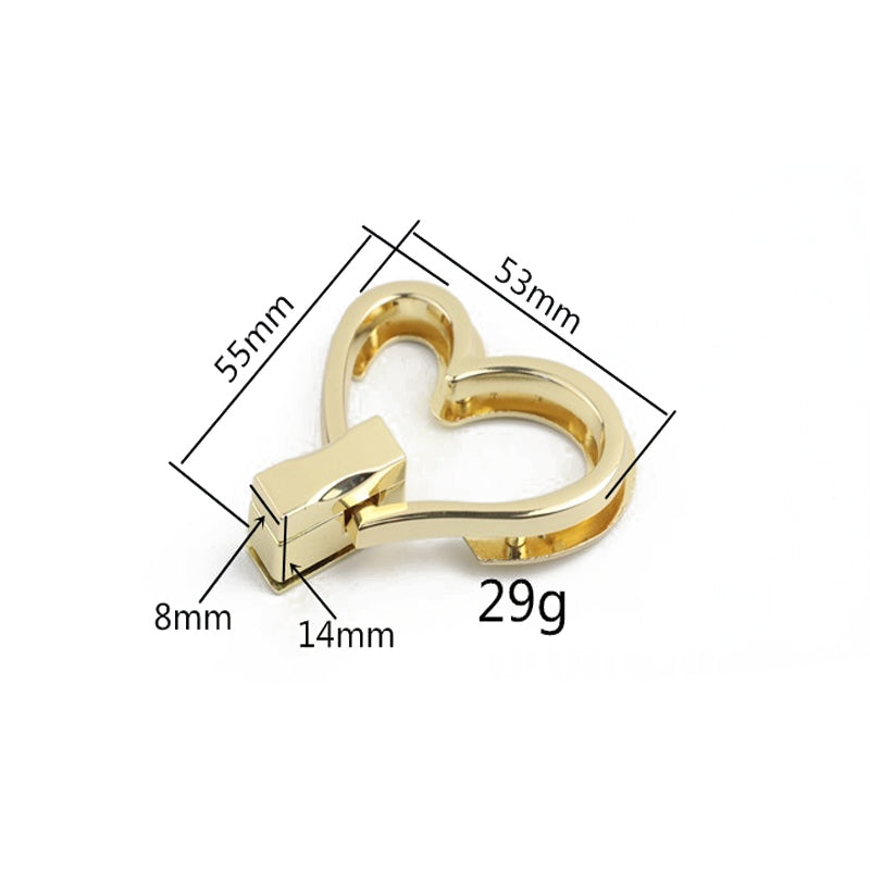 Handbag hardware heart shape metal twist lock switch lock buckle