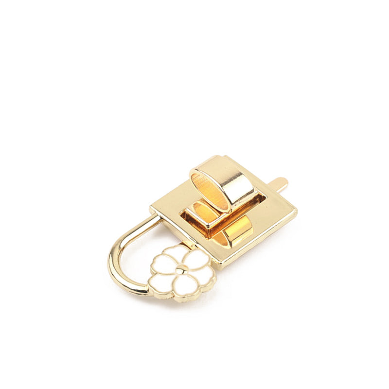 Bag hardware accessories drop glue white & black flower small square padlock twist turn lock