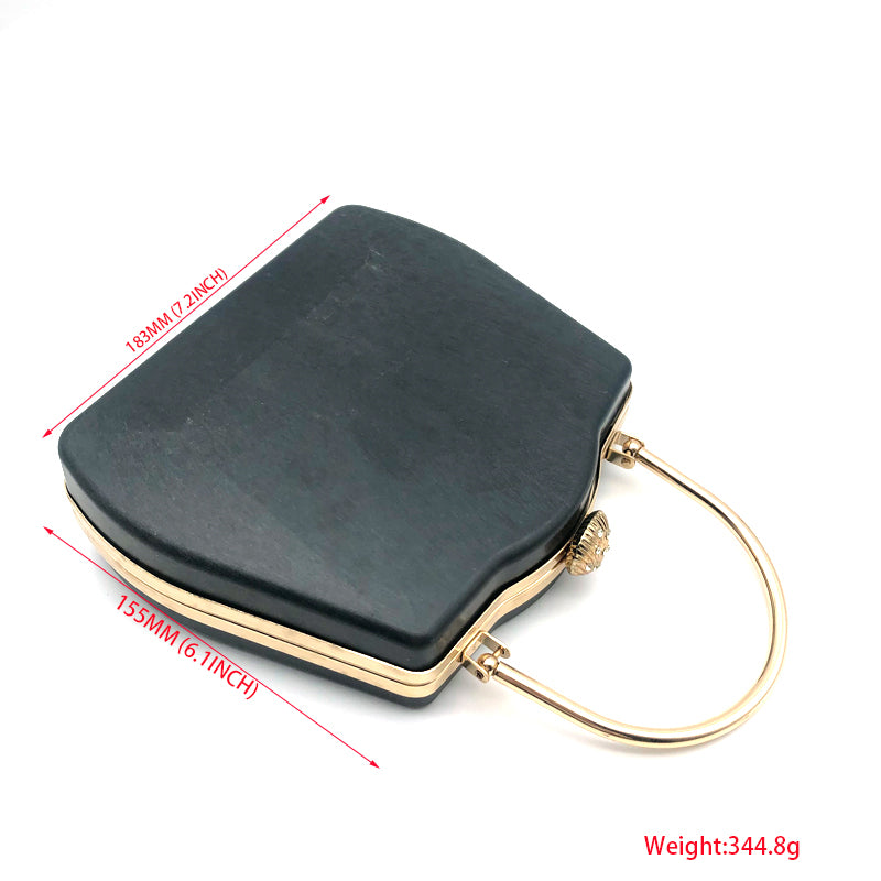 Irregular Rectangular Iron Clutch Metal Frame Plastic Shell Bag Fittings Scalloped Shell Head With Diamonds