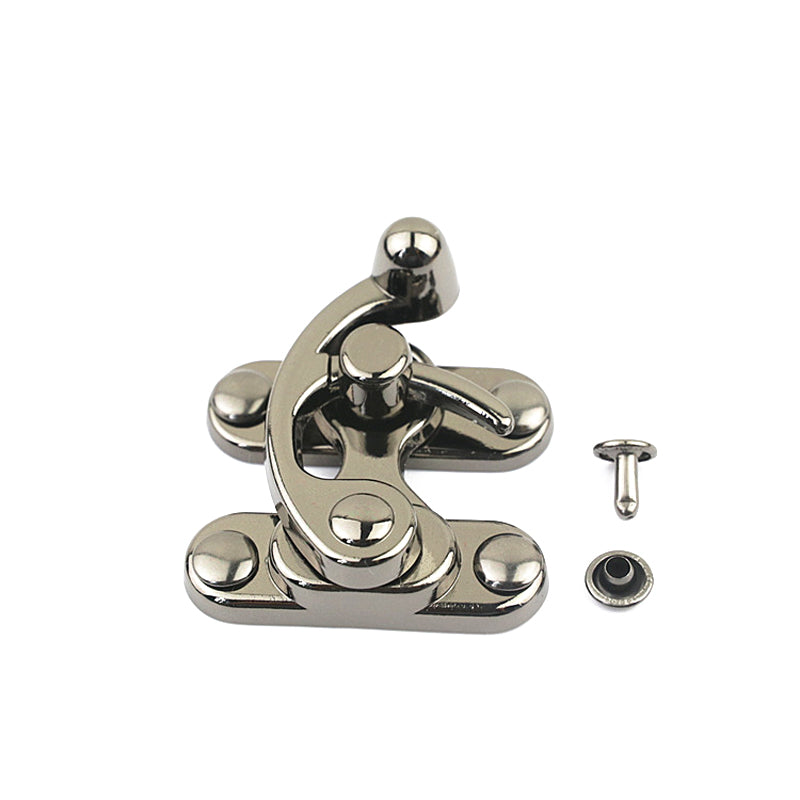 Ancient gift wooden box die-cast lock horn lock triangle lock dog tooth hook lock