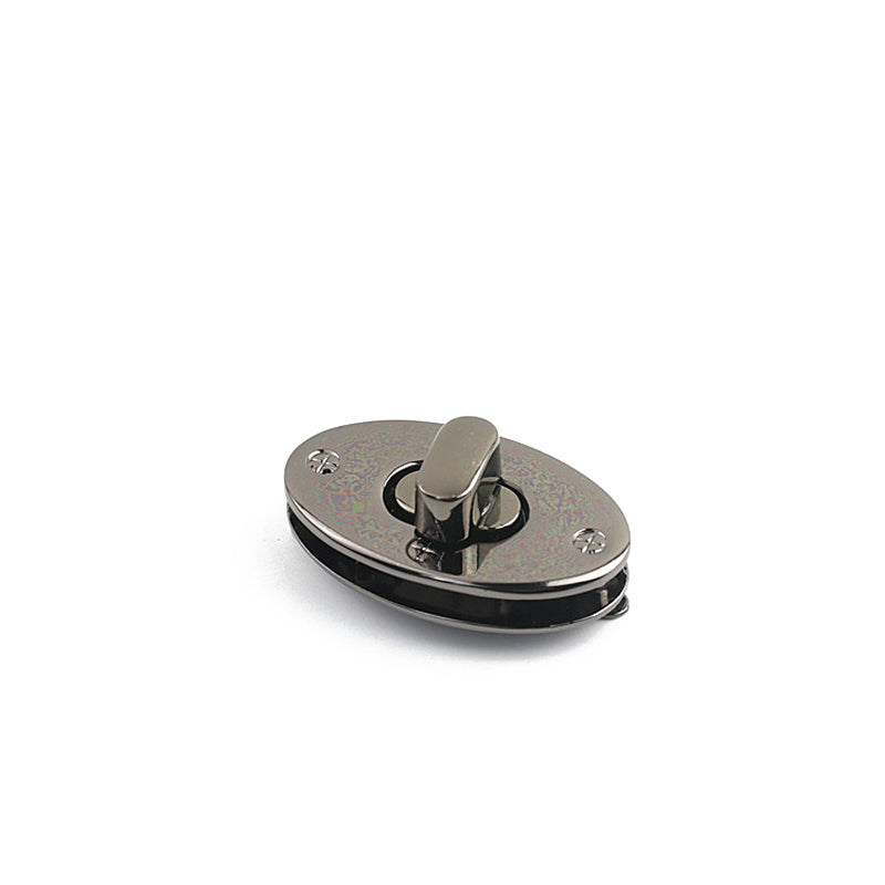 Flat smooth bag oval metal turn locks