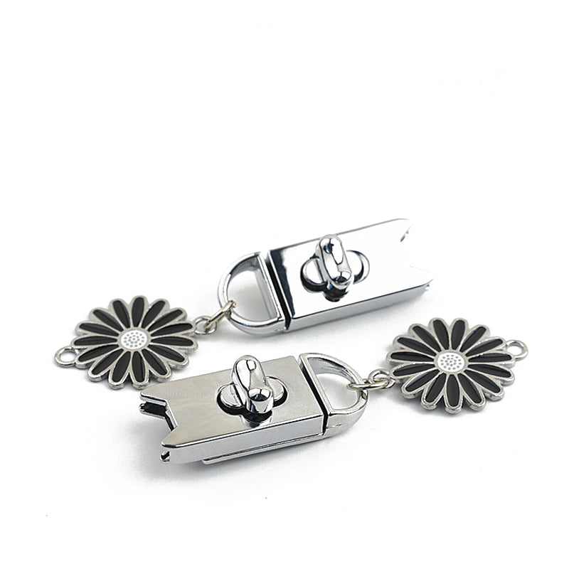 Light gold & silver bag turn locks