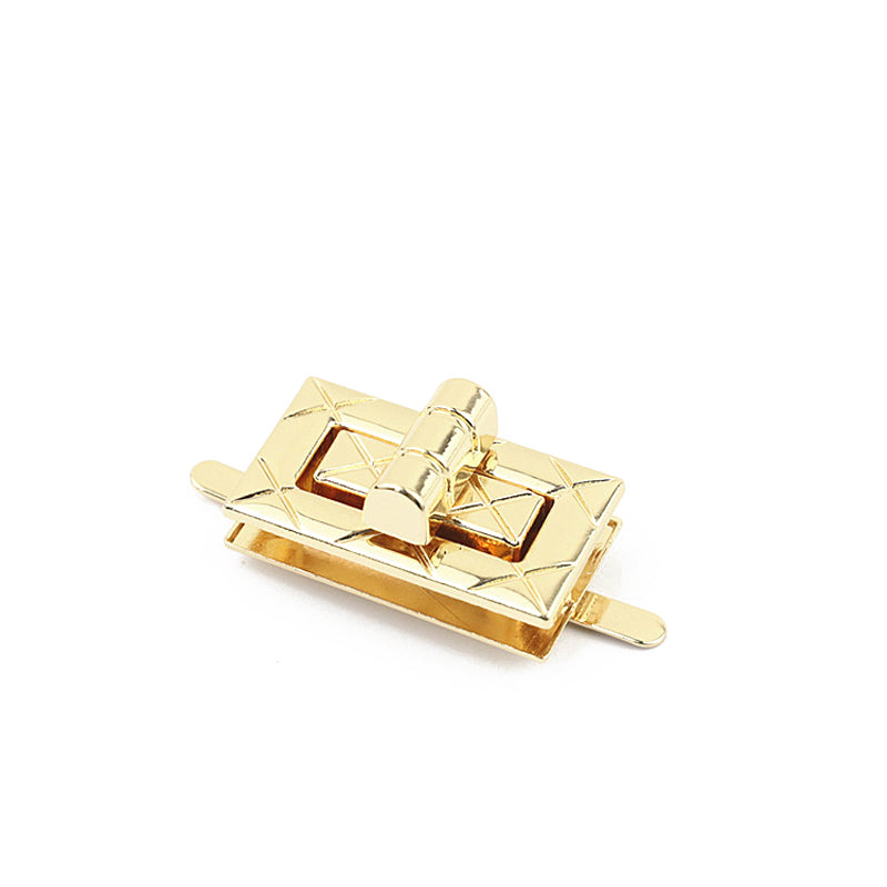 Newly designed handbag plaid pattern square metal turn locks