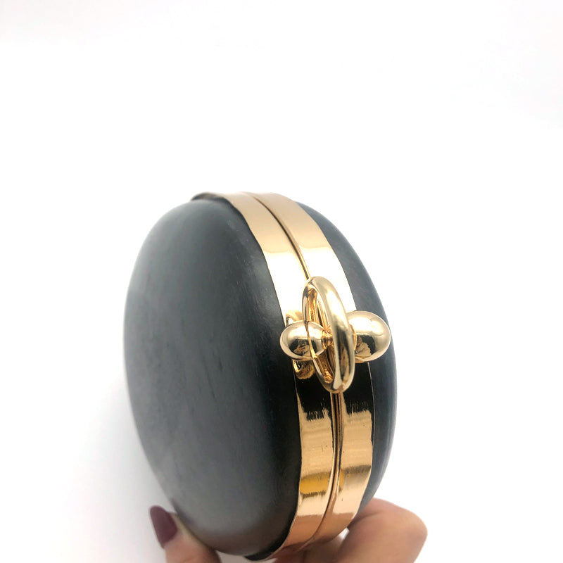 Evening Bag Fashion DIY Six Inch Egg Shape Clutch Purse Box Metal Frame With Hanging Light Gold
