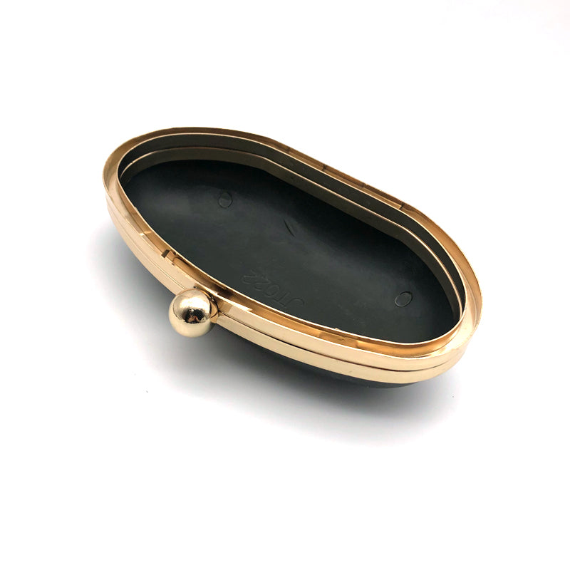Handbags Accessories Custom Small Model Oval Shape Purse Frame Plastic Box Clutch Bag Iron Clip Light Gold