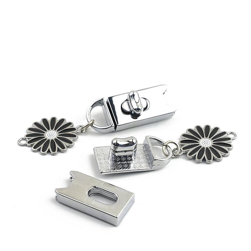 Light gold & silver bag turn locks