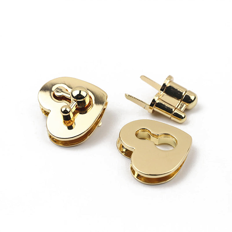 Bag hardware accessories zinc alloy heart shape metal twist turn lock