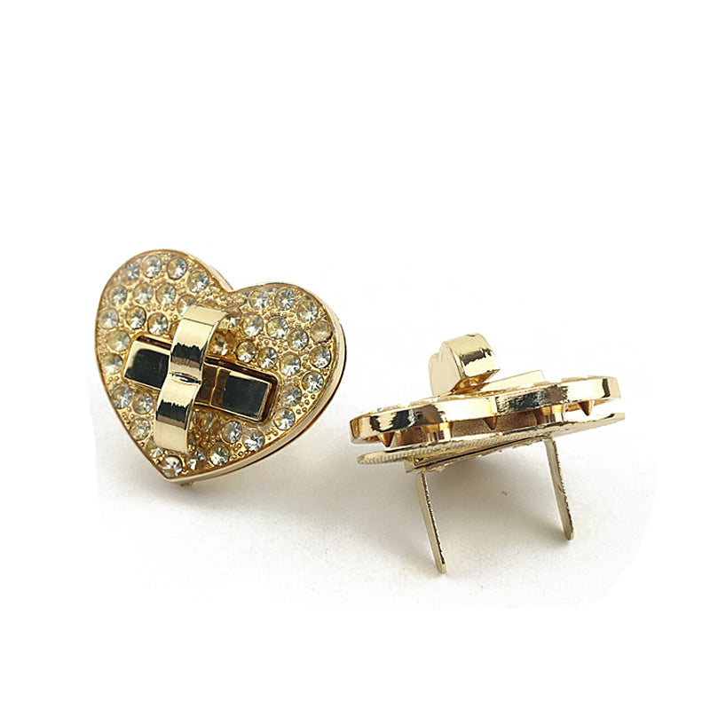 Lovely-heart diamond metal twist locks for handbag