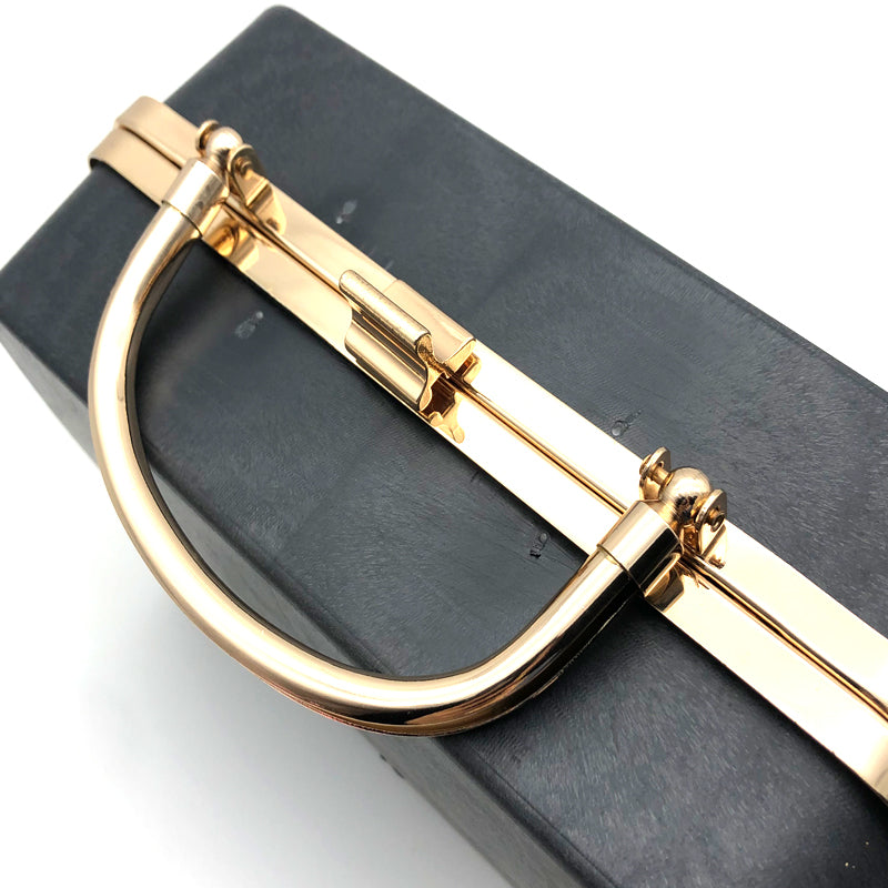 Thick Model Light Gold Herringbone Head Bag Metal Frame Black Plastic Shell Semi-Products Purse Box Accessories