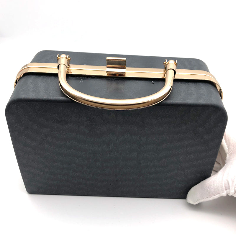 Thick Model Light Gold Herringbone Head Bag Metal Frame Black Plastic Shell Semi-Products Purse Box Accessories
