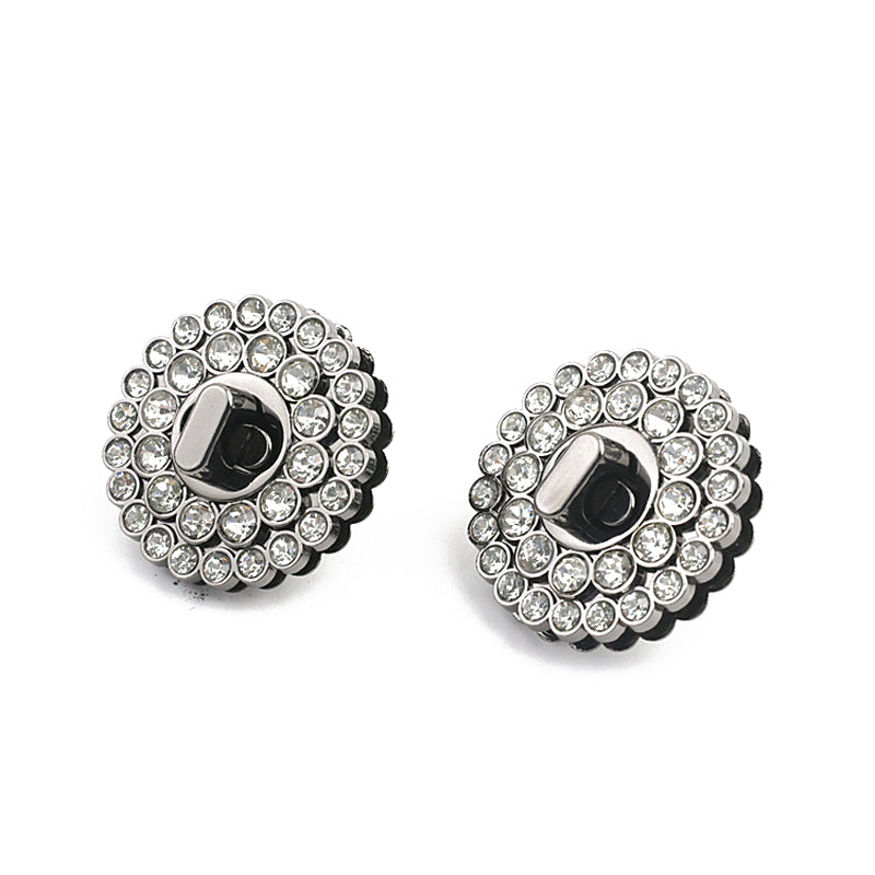 Round shape diamond decoration handbag metal turn lock