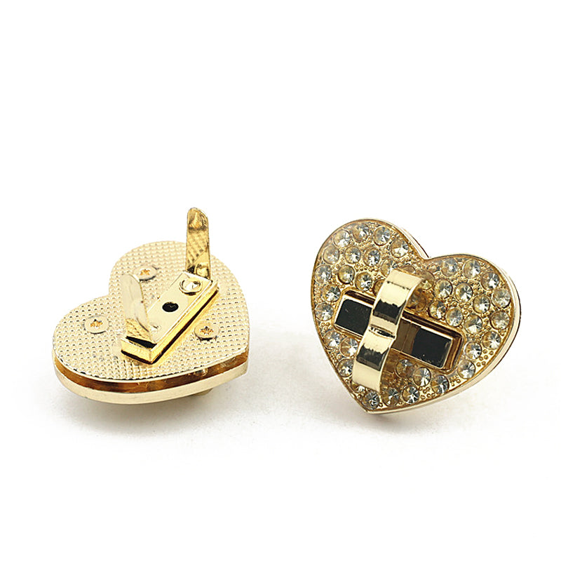 Lovely-heart diamond metal twist locks for handbag