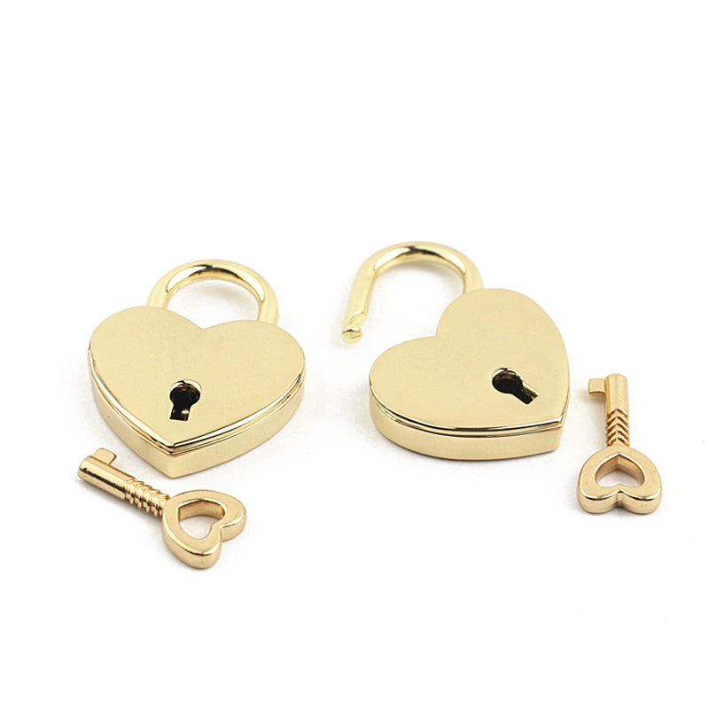 Bag lovely heart metal decorative padlock with real key