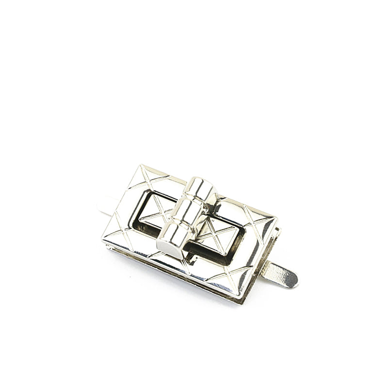Newly designed handbag plaid pattern square metal turn locks