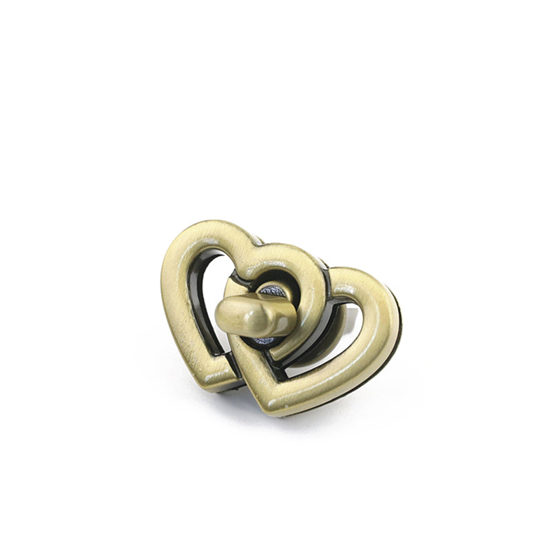 Double heart intersecting metal twist bag lock