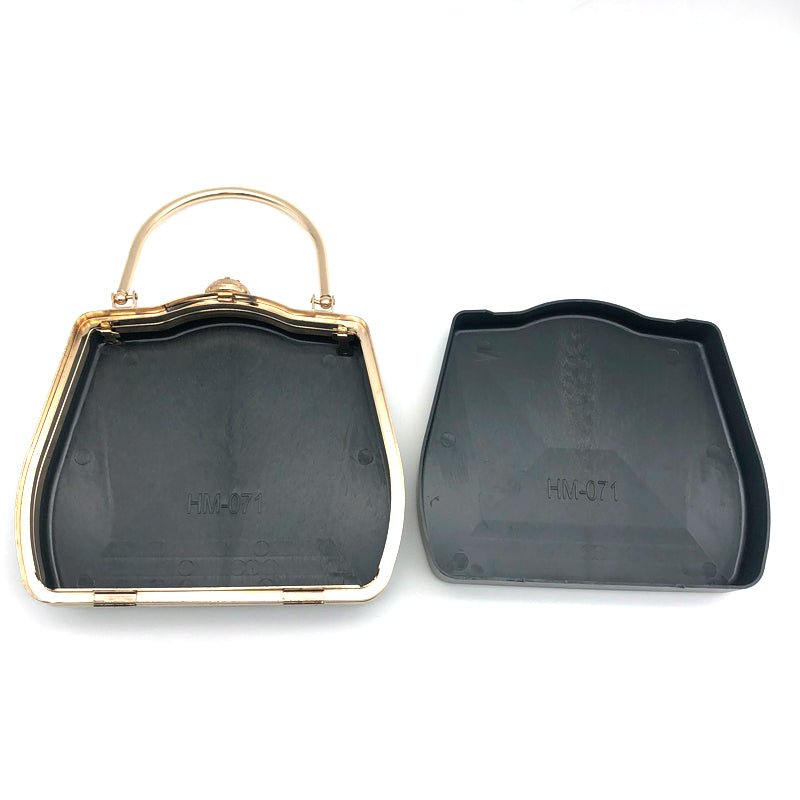Irregular Rectangular Iron Clutch Metal Frame Plastic Shell Bag Fittings Scalloped Shell Head With Diamonds