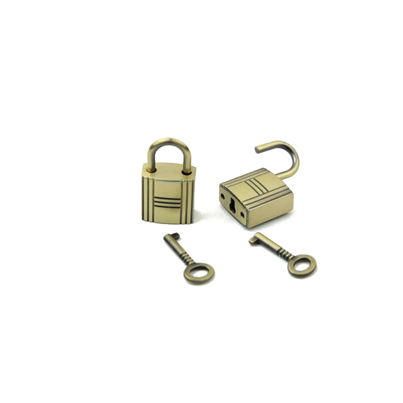 Bag decorative padlock small square lock striped three horizontal lock with key real lock