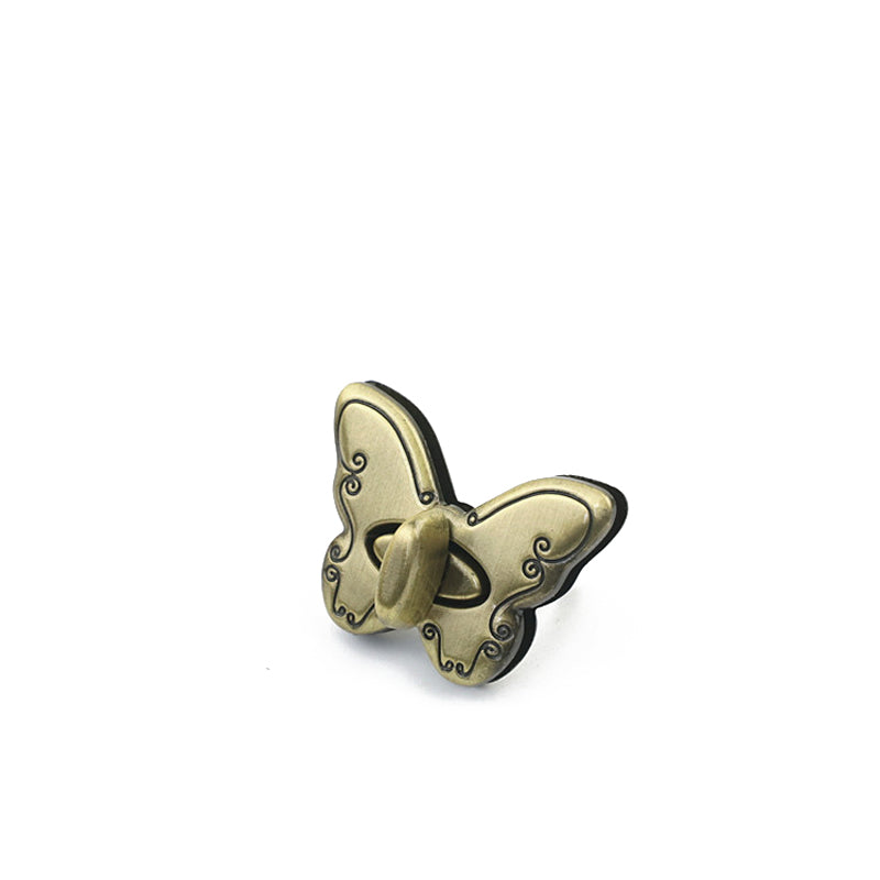 Butterfly shape metal claps twist turn locks for bag