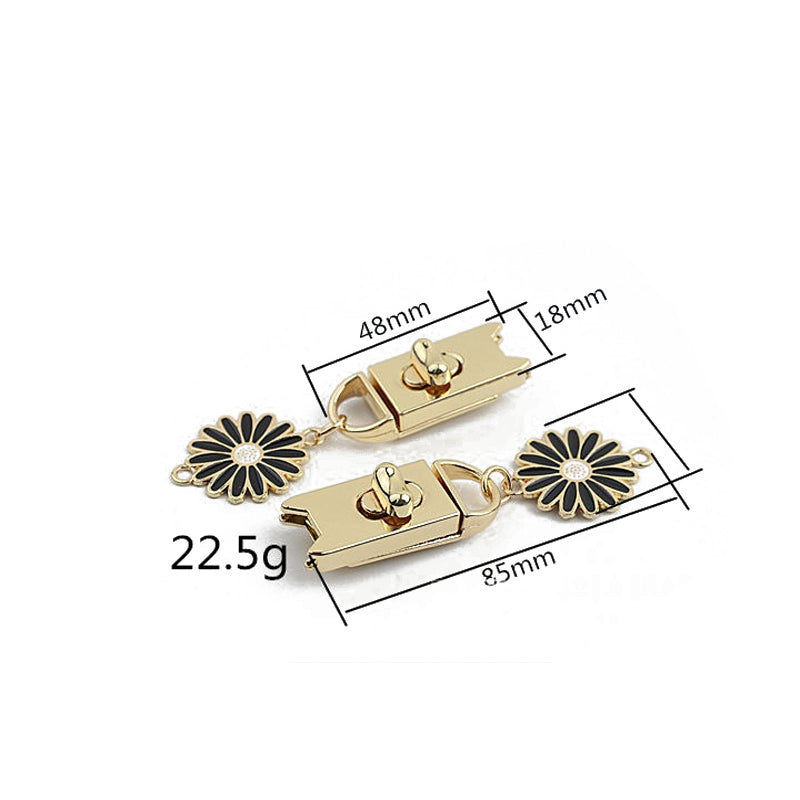 Light gold & silver bag turn locks