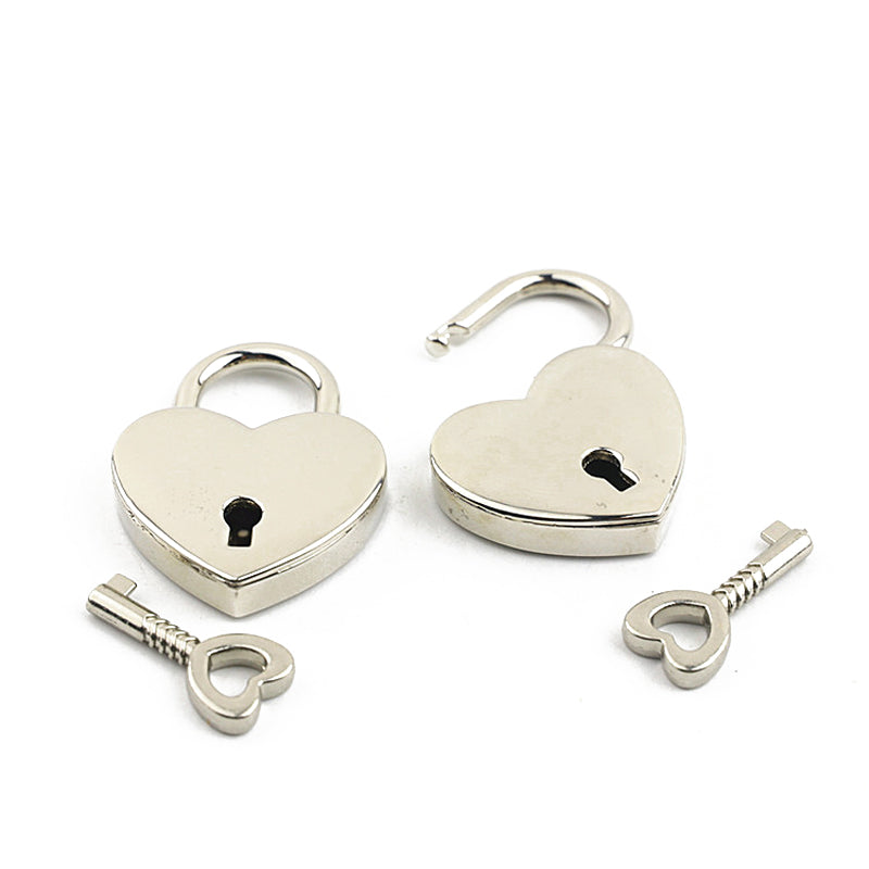 Bag lovely heart metal decorative padlock with real key