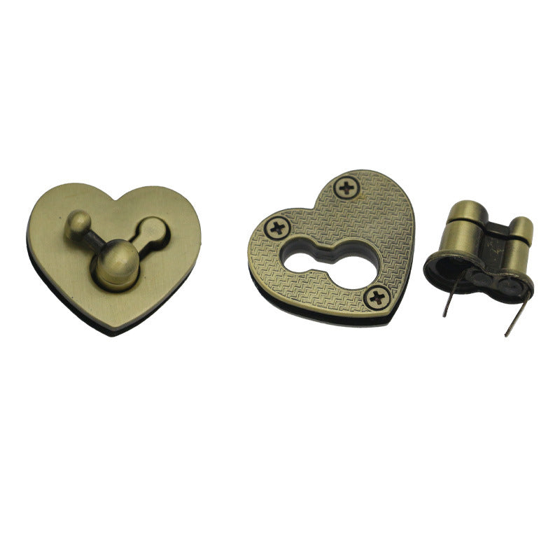Bag hardware accessories zinc alloy heart shape metal twist turn lock