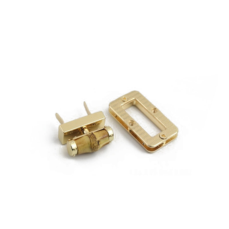 Handbag leather hardware accessories die-casting real bamboo twist lock