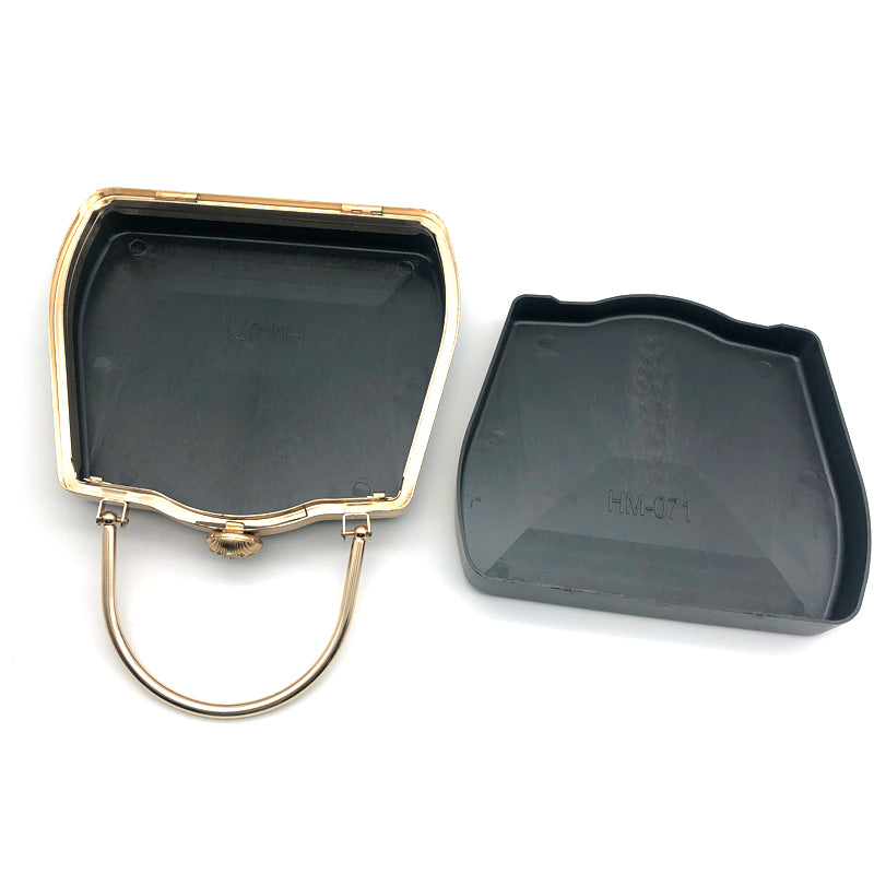 Irregular Rectangular Iron Clutch Metal Frame Plastic Shell Bag Fittings Scalloped Shell Head With Diamonds