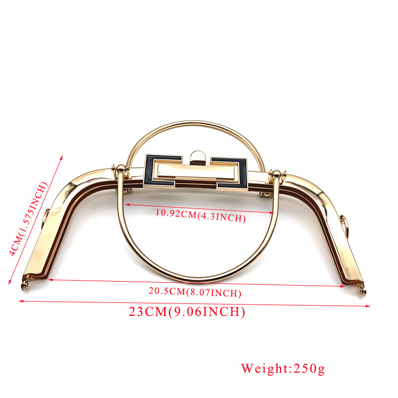 RL-POX08 Light gold And Gunmetal Cruved Shape Purse Metal Frame With Metal Handle 20CM & 23CM