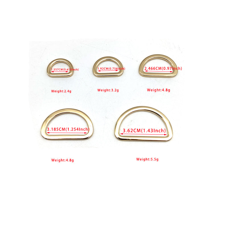 DIY Bag Accessories Zinc Alloy Various Size Flat D Rings For Handbag